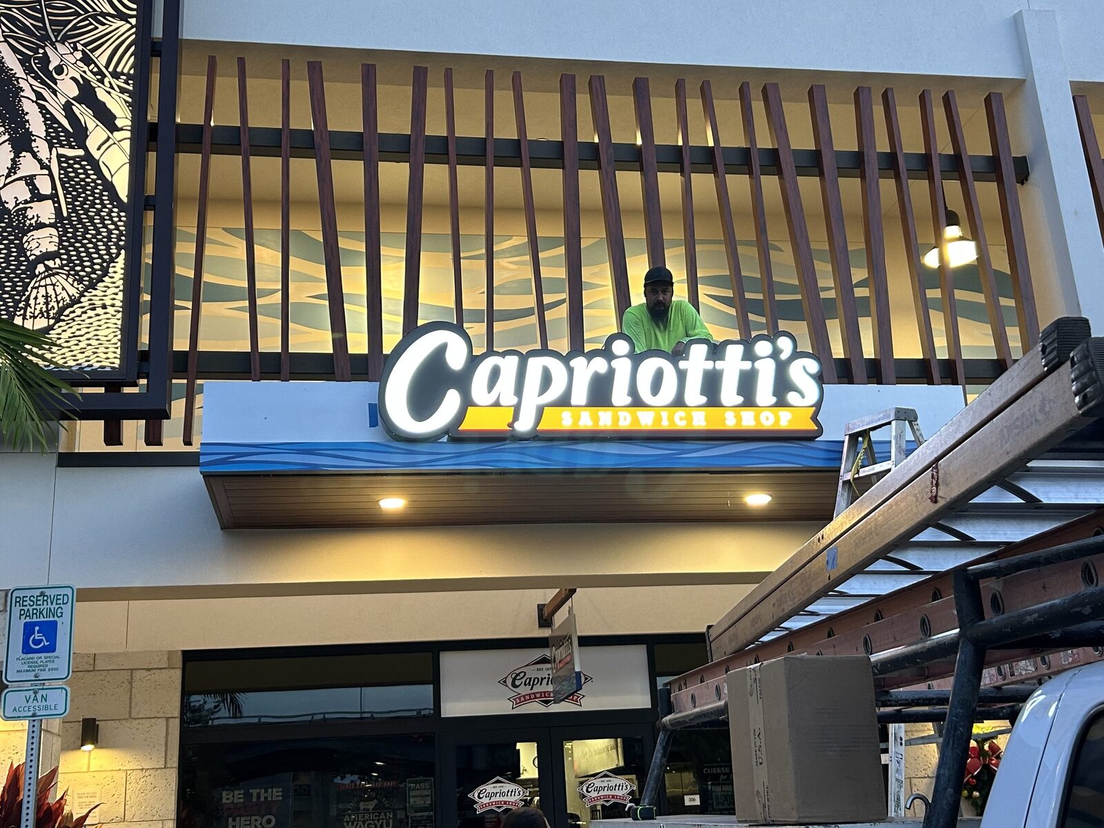 Illuminated face-lit channel letters installed at a Capriotti's storefront by Studio OntheRock